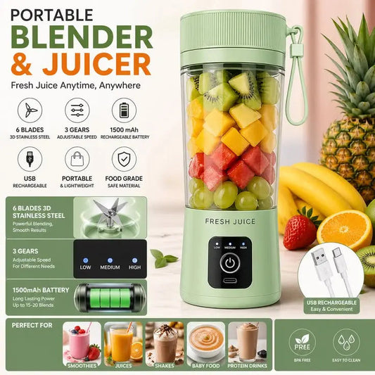 Portable 6-Blade USB Rechargeable Juicer Blender Techni Product