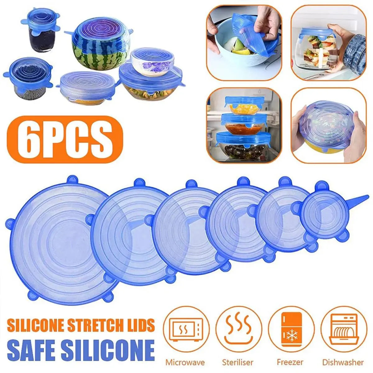 6PCS Silicone Spill Stopper Lid Set Techni Product